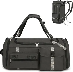 Gym Duffle Bag 45L 3-Way Backpack with Shoe Compartment Wet Pocket Multi-Pocket Oxford Fabric for Travel and Sports