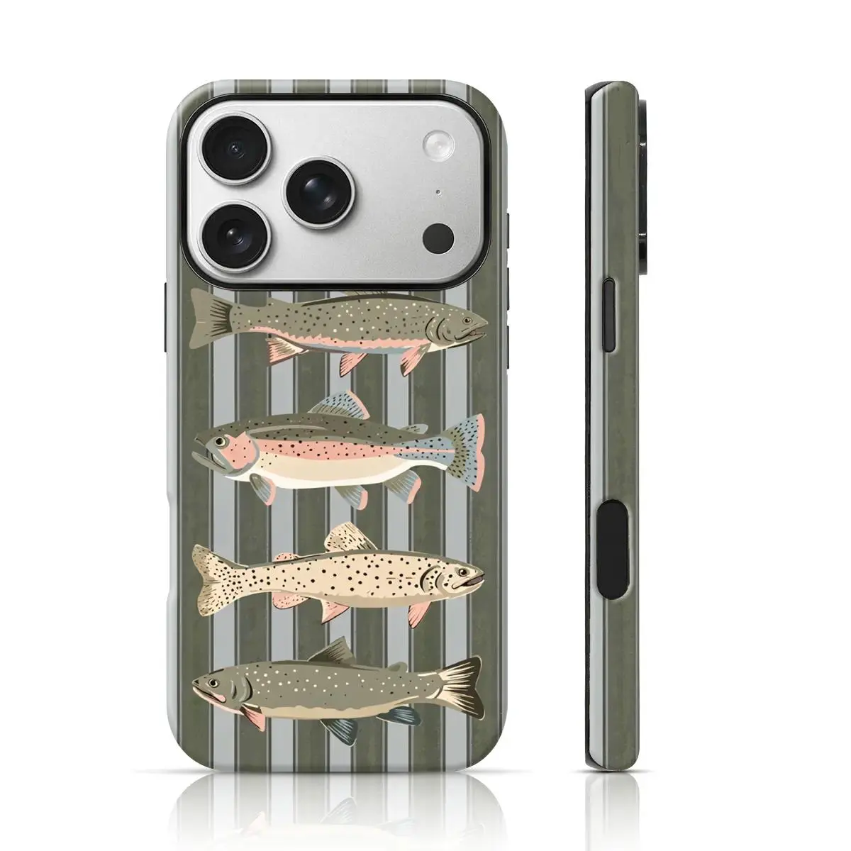 Minimalist Trout Fish Design Aesthetic Phone Case 360 Protection,phone Case Suitable for Iphone 11/12/13/14/15/16/17 Pro Promax Plus Air and Samsung S22/S23/S24/S25 Plus Ultra Fe,Cute Phone Case, Accessories, Shell