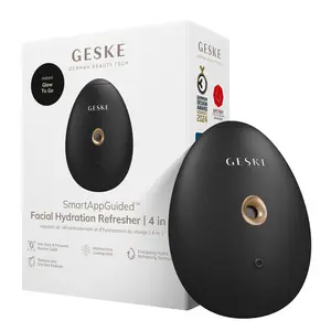 GESKE SmartAppGuided™ Facial Hydration Refresher | 4 in 1 | Water Atomizer | Moisturizing Spray Machine | Face Mister | Humidifier for Natural Glow | Reduce Redness & Dry Skin | Oval