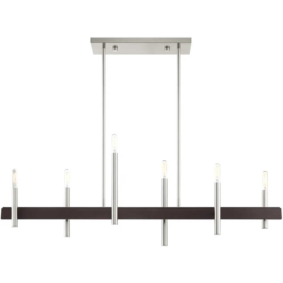 7.25 inch 6 Light Brushed Nickel Linear Chandelier with Steel base material