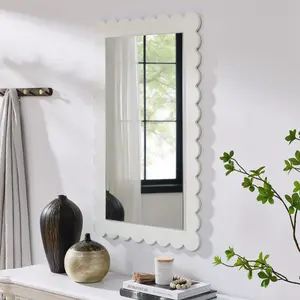 Emmeline Scalloped Rectangle Wall Mirror in White