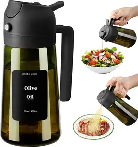 Olive Oil Sprayer for Cooking, 16Oz/470Ml Glass Light-Proof Oil Pourer for Kitchen, Air Fryer, Cooking, Salad, and BBQ by SWEET VIEW Kitchenware Bottle