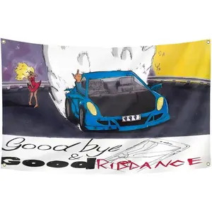 3x5 Ft Juic Wrld Flag  Flag Funny Poster Durable Man Cave Wall Flag College Dorm Decor Headboard Backg 4 Brass Grommets for Hoisting Decoration Items Colorful