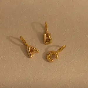 Bubble Letter Charm by Caitlyn Minimalist - Dainty 3D Initial Pendant - Gold Charm Jewelry for Bracelets & Necklaces - Birthday Gift