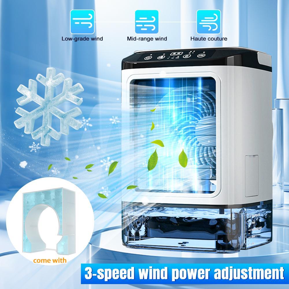 7-Color LED Portable Air Cooler Fan with Ice Box & Dual Mist - 3 Speed Desktop Cooling Fan, 900ml Water Tank, Quiet USB Mini Evaporative Cooler for Home Office Bedroom fathersdaygiftideas