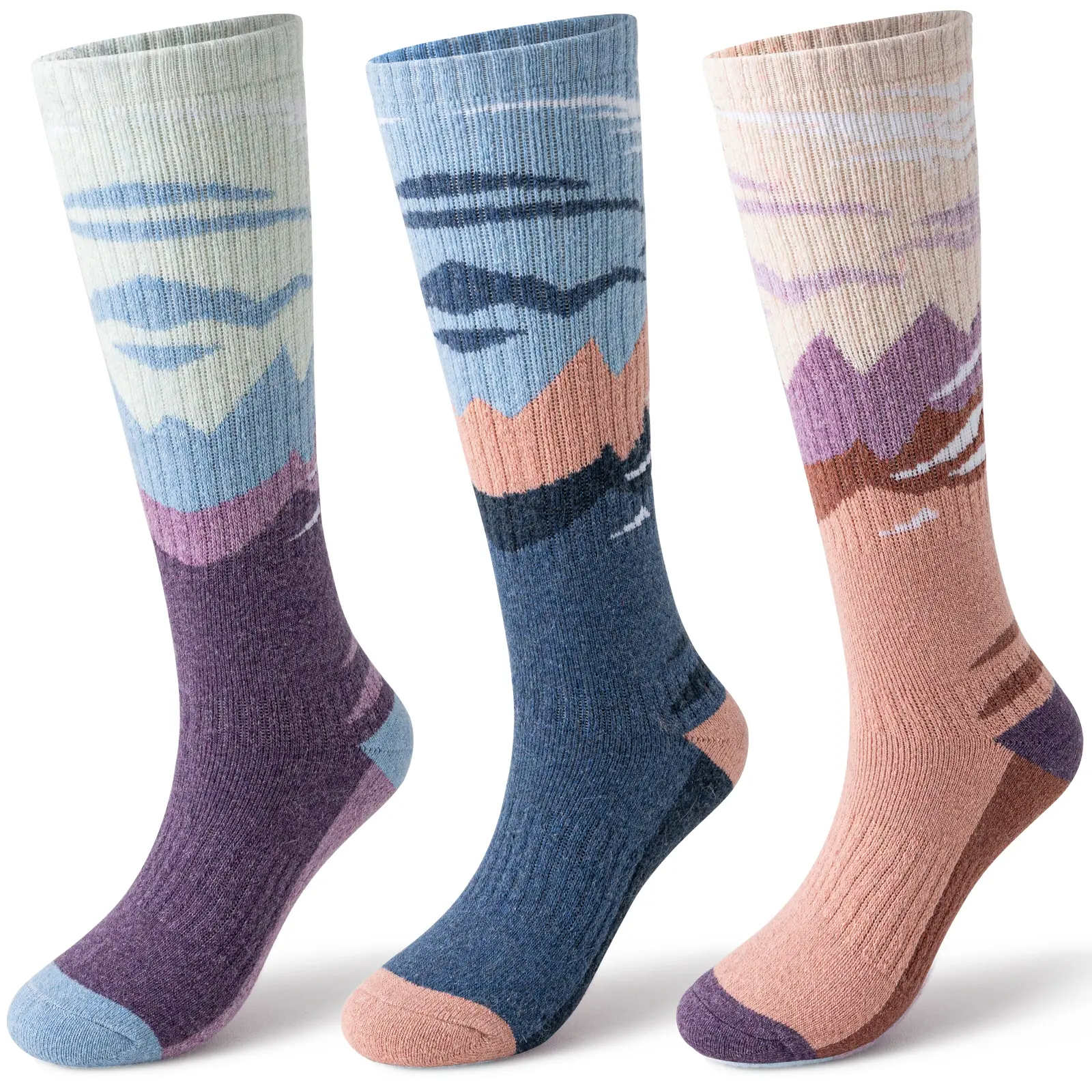 3 Pairs Merino Wool Ski Socks For Womens Mens Thermal Winter Warm Thick Knee High Socks For Skiing Snowboarding Thermal And More Comfortable For Skiing,Snowboarding Or Other Outdoor Sports Gift Socks Menswear Casual