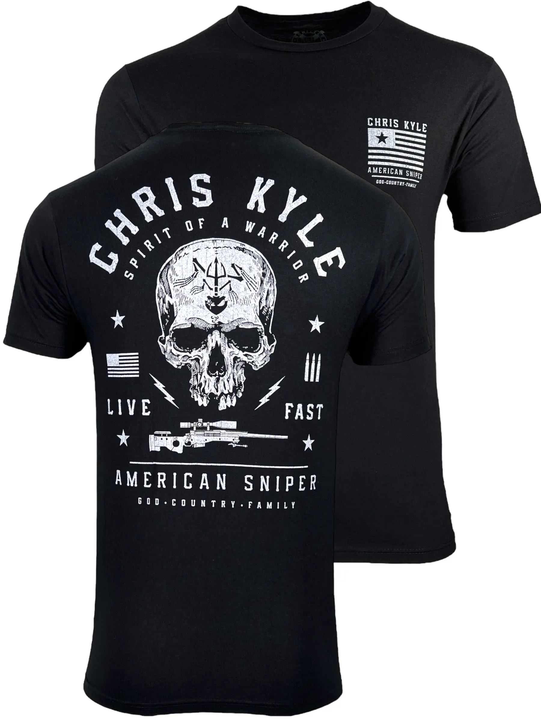 Howitzer Men's Chris Kyle Sniper Graphic Tshirt - Patriotic Shortsleeve Round Neck Top Supporting Veterans & Firefighters, Cotton, Original, Charity Support, Graphic Print
