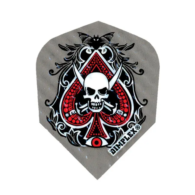 Standard Darts Flights, 100-Micron Dimplex Textured with Skull Spade and Cat Graphic for Maximum Control, Graphic Print, High Control, 100 Microns