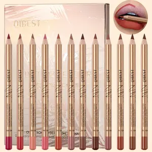 12 Color Lip Liner Set, Long-Lasting Matte Finish, Natural Wood Color, Easy Application, Waterproof, Non-Fading, Nude Lips Makeup, Matte Lip Pencil, Lipliner