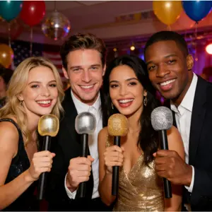 1pc Fake Microphone Props Glowing Microphone for Rock Singer Halloween Party Performance Decoration