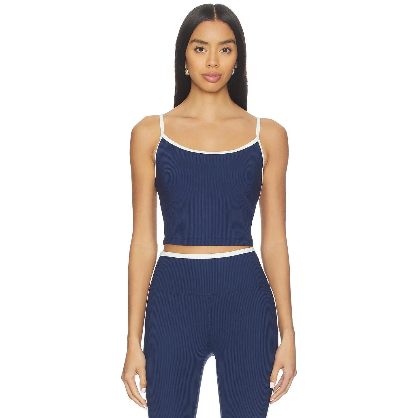 YEAR OF OURS Ribbed Bralette Tank Top in Navy & White