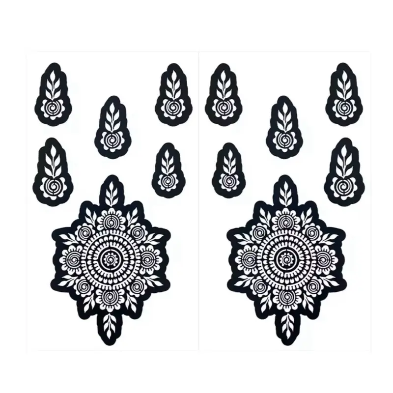 Henna Stencils - Black Hand Design with Unique Patterns, Suitable for Various Occasions and Events
