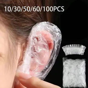 10/30/50/100pcs Disposable Ear Covers For Ear Piercing, Showering, Hair Washing, Beauty Salon, Hair Dyeing, Swimming, Protect Ears From Water, Shower Earmuffs Cap Hairdressers Barber Accessories