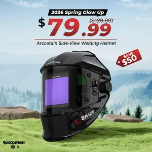 ARCCAPTAIN Auto Darkening Welding Helmet with 180° Panoramic Side View, 1/1/1/1 True Color Large Viewing Welding Hood with 4 Sensors, Solar Powered, Wide Shade for WELD CUT GRIND Ideal Gifts for Men/Dad
