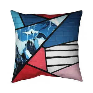 Begin Home Decor 5541-1616-AB75 16 x 16 in. Diagonal Unity Blue Industrial Shapes Pillow - Home Decor