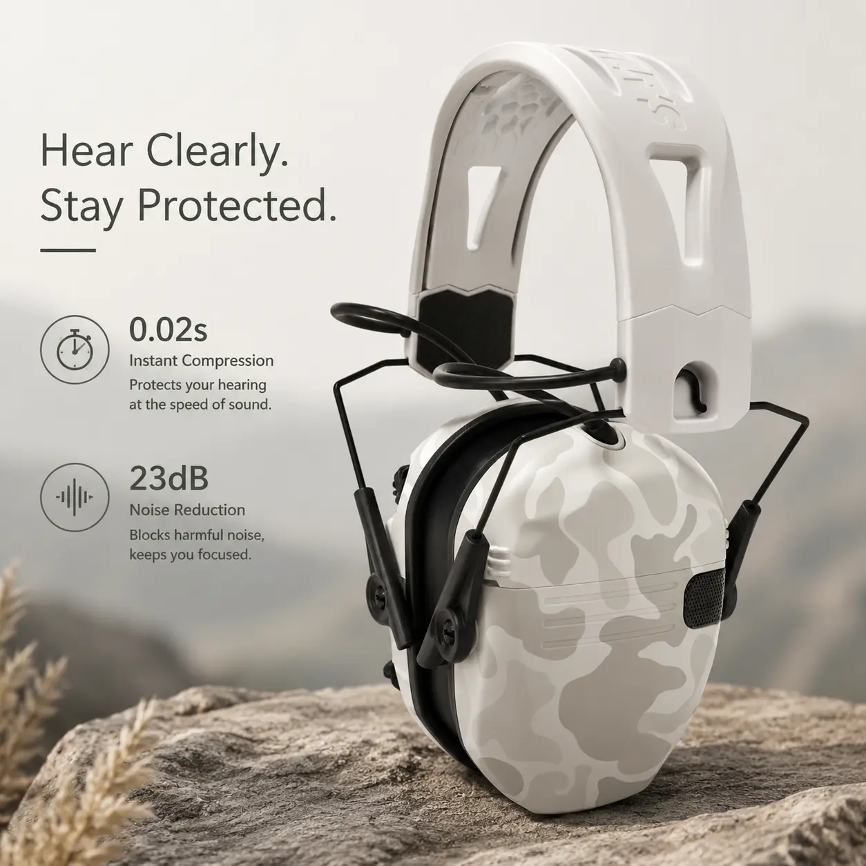 Tactical Electronic Shooting Earmuffs - Walker's Headphones with 23dB Noise Reduction, 0.02s Sound-Activated Compression, Low Profile, Dual Mics, Gel Pads, Hearing Protection for Hunters, Work Safety