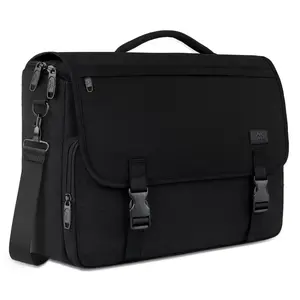 Messenger Bag for Men, Briefcases Lightweight Men's Laptop Bag 15.6 inch Water Resistant Crossbody School Satchel Bags Computer Work Office Bag with Shoulder Strap, Black