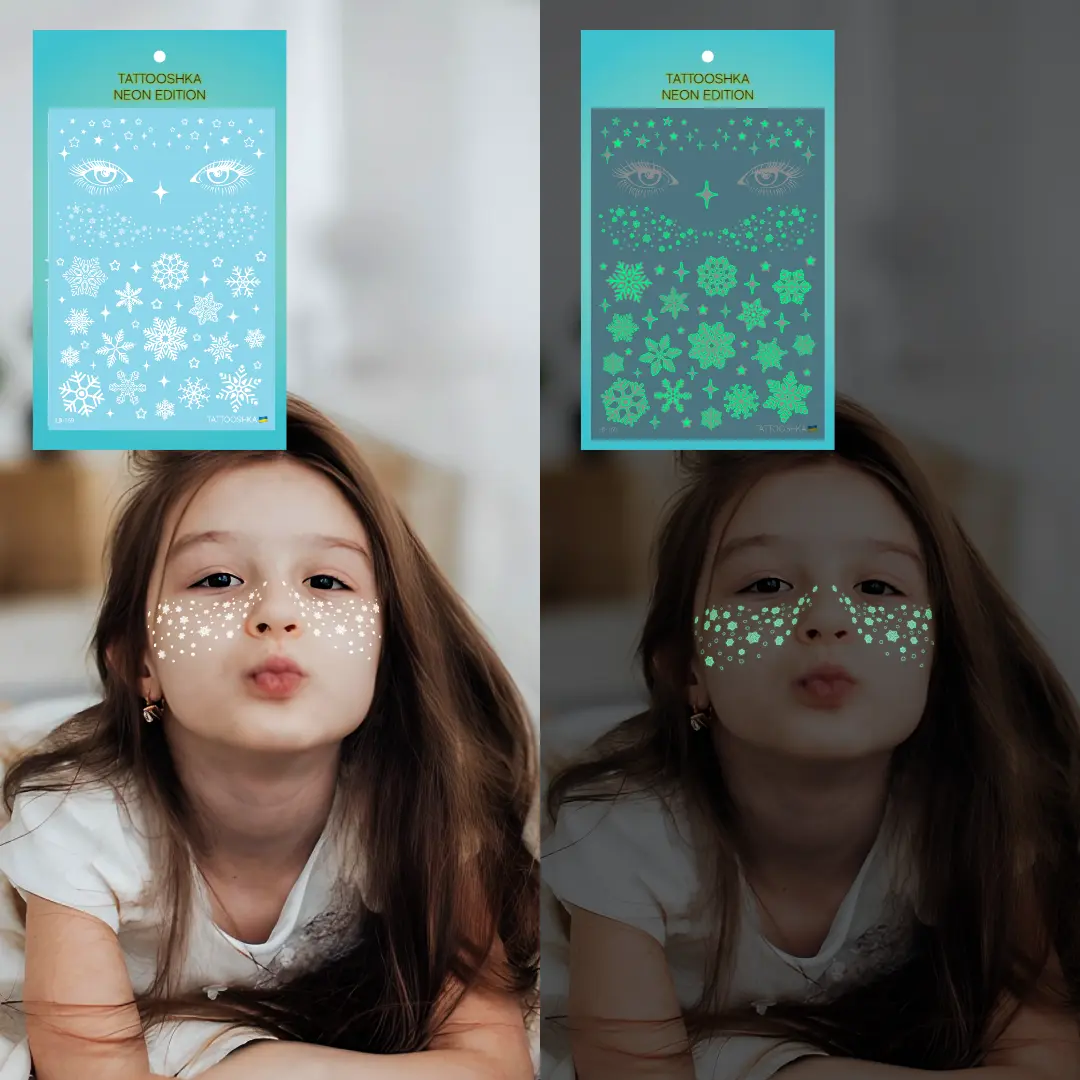 Winter look (LB-169). Temporary tattoos. Party tattoos. Kids tattoos. Custom design. Tattoo sets. Ukrainian. Realistic. Waterproof