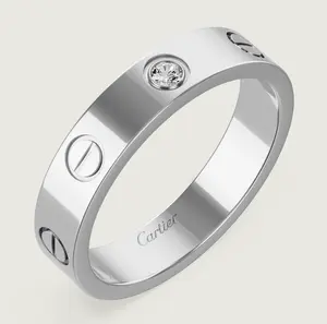 Pre-owned Cartier LOVE ring, small model, 1 dia white gold/yellow gold/rose gold