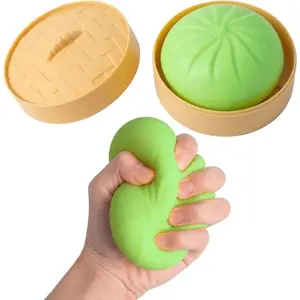 Household daily necessities Dumpling Squishy Mystery Box Realistic Dumpling Squishy with Steamer Basket, Sensory Fidget for Adults & Teens, Big Stress Relief Ball, Easter Basket Stuffers & Sensory Gift (Green)