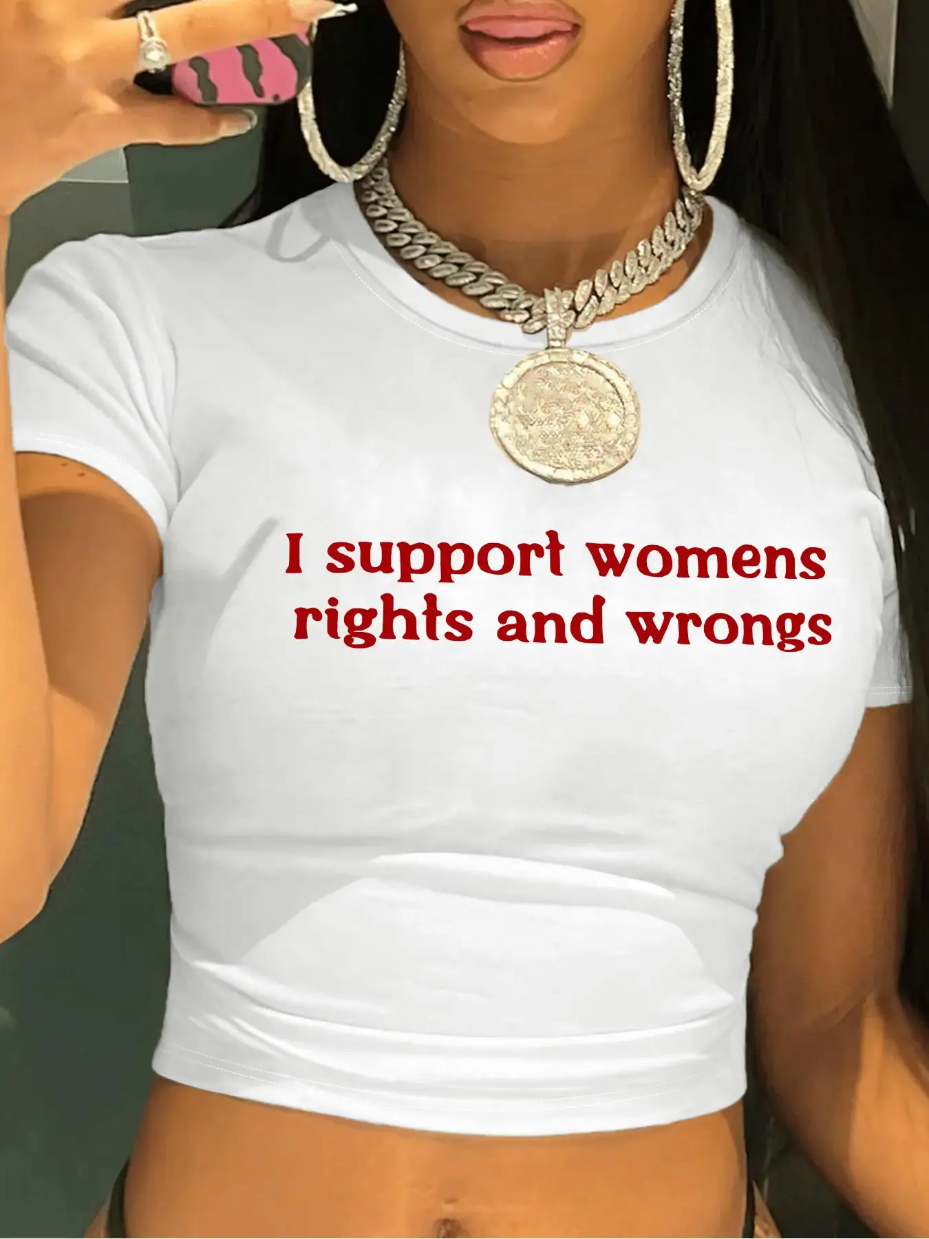 Women's Letter Print Round Neck Crop Tee, Casual Crew Neck Short Sleeve Cropped T-shirt for Daily Holiday Vacation Outdoor Wear, Ladies Clothes for Su