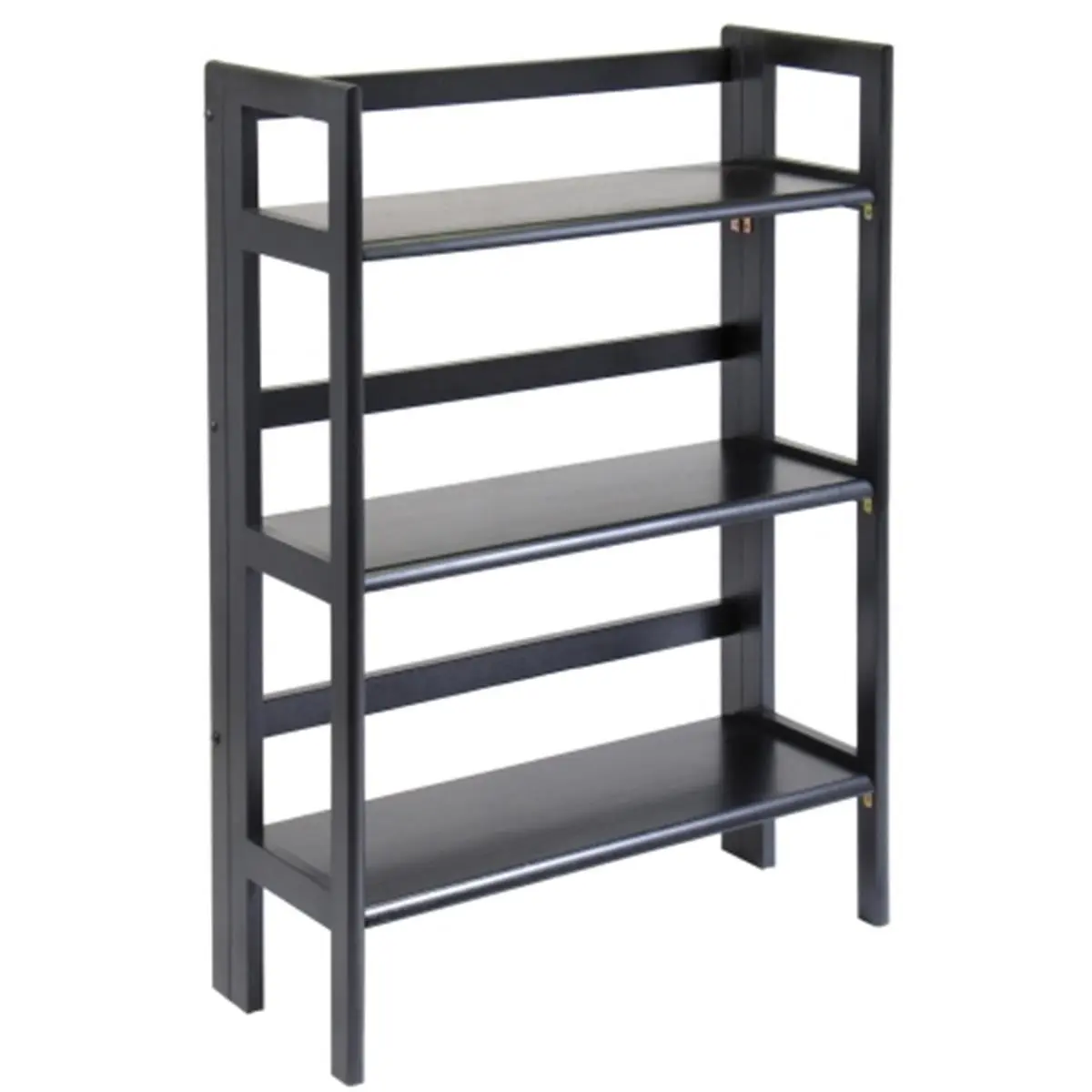 212 MAIN 3-Tier Black Solid Wood Open Ladder Book Shelf - Stackable, Foldable Commercial Office Furniture
