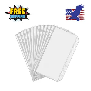12pcs A6 Size Binder Pockets 6 Holes Budget Cash Envelopes for Budgeting