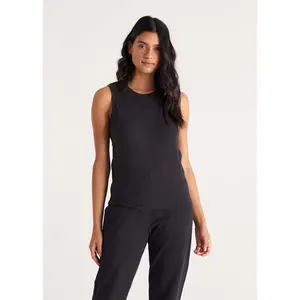 The Muscle Tank Sleeveless Top in Onxy Black for Women Comfort Cotton