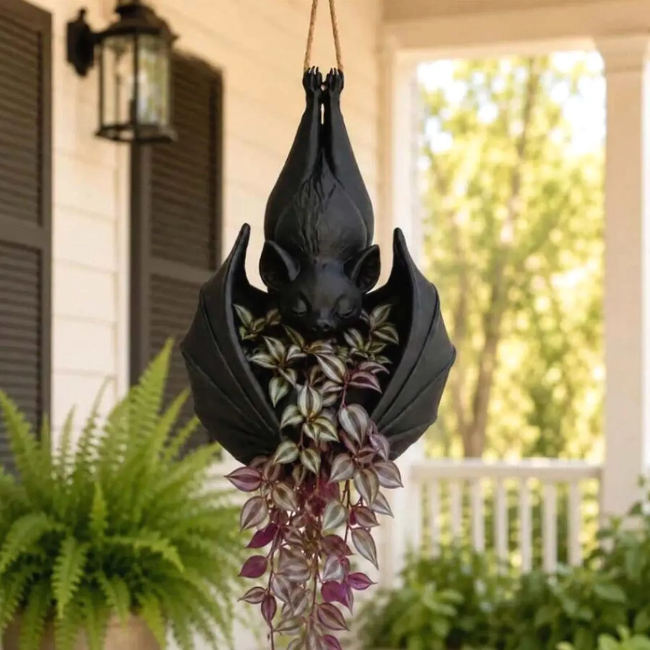 Hanging Bat Plant Pot, Bat Shaped Hanging Planter, Halloween Boho Pots, Gothic Plant Holder For Indoor Outdoor Home Garden Wall Decoration