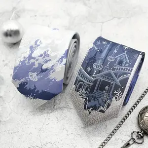 Preppy Style Polyester Tie, 2400 Needle Woven, Silvery Jacquard Design,  Accessory for Men and Women, Ideal Valentine'S Day Gift, College-Inspired Clothing Accessory Butterfly