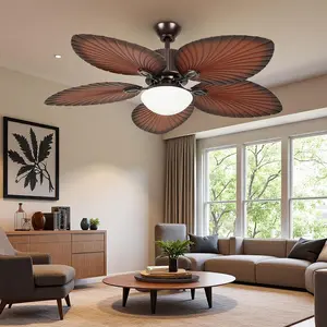 Yitahome 46"/52" Tropical Ceiling Fan with Light & Remote, 5-Blade Whisper-Quiet DC Motor 6-Speed & Reversible Airflow, 6''/12'' Downrods for Bedroom, Living Room, Dining Room