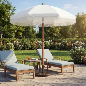 Costoffs 7.5ft Outdoor Patio Umbrella with Tassels, Adjustable Tilt Canopy, and Included Storage Bag for Deck, Balcony,summervibes