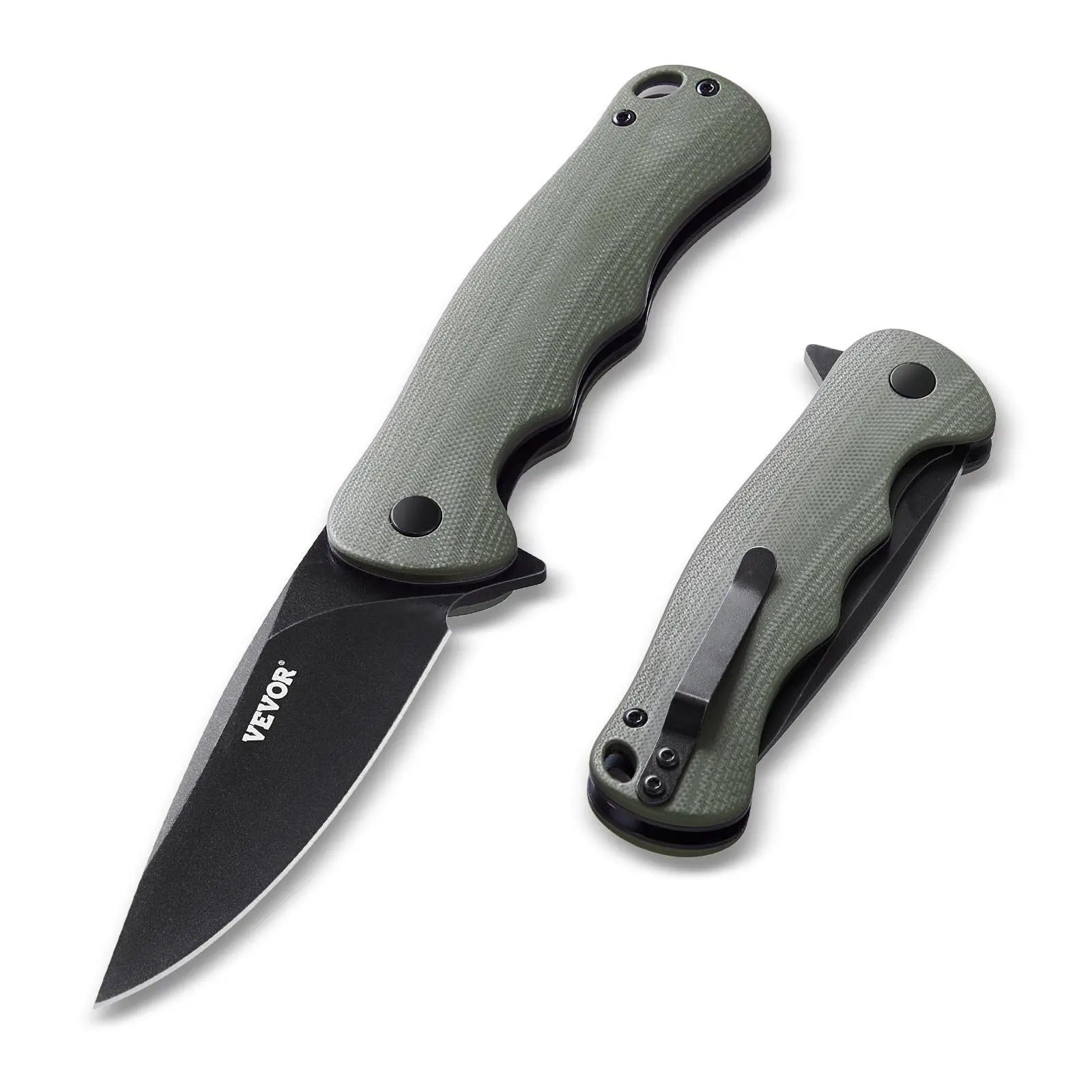 【Summerfinds】VEVOR Folding Pocket Knife, 3.5 in/8.8 cm D2 Steel Blade, G10 Handle Small EDC Knife with Pocket Clip, Sharp Camping Survival Hiking Knife, 3.84 oz/0.1 kg Easy to Carry for Men Women Self Defense