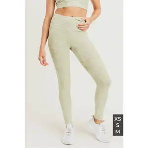 Textured Camo Jacquard High Waist Leggings | Sage