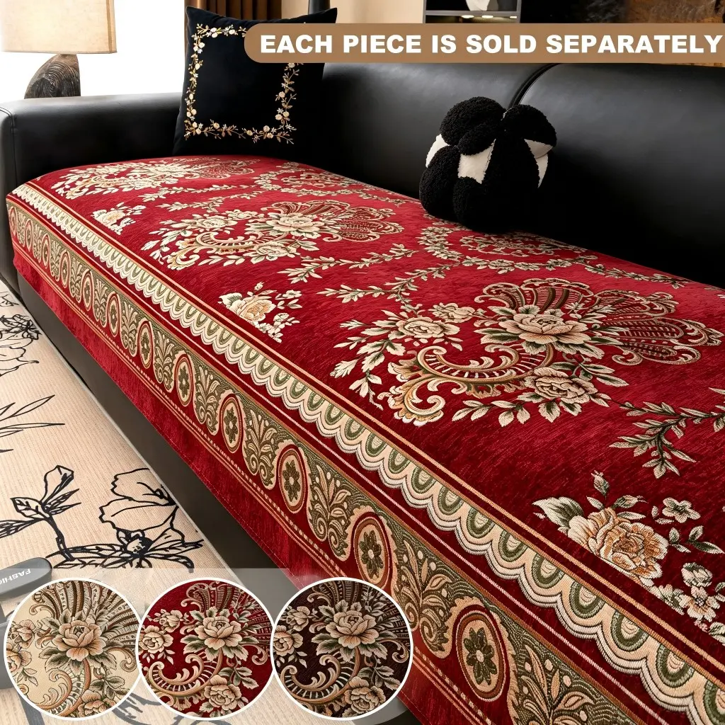 Luxurious Chenille Sofa Pad, New High-End Embroidered Straight Sofa Cover, All-Season Protective Sleeve, Elegant Sofa Protector, Sofa Couch Protector, Sofa Slipcover, Decorative Sofa Protector, Sofa Covers Washable