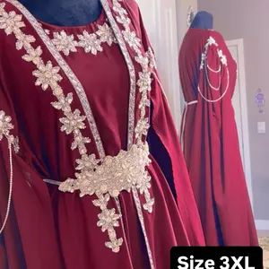 Turkish Kaftan - Size 3XL, Elegant Design with Floral Embellishments, Perfect for Special Occasions