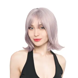 10.5-Inch Grungey Lilac Purple Blend (Light Scorched Brown, Red, Purple & Platinum Tones) Subtle Layered w/ Flicked Ends Synthetic Wig | 【Heat Resistant】【Cap Included】 | FSGA