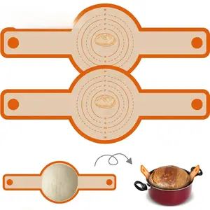 Silicone Bread Sling for Dutch Oven, 2 Pcs Non-Stick and Easy-to-Clean Bread Baking Mat, Reusable Bread Sling with Long Handle, Bread Baking Supplies, Baking Utensils Supplies, Bakeware, Kitchenware, Kitchen Accessories