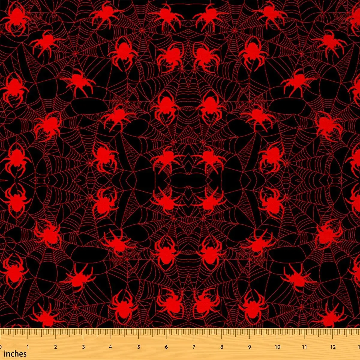 Feelyou Waterproof Fluorescent Red Spider Web Thematic Print Synthetic Fabric by the Yd - Outdoor & Indoor Upholstery for Furniture, Accent Pillows, DIY Home Projects, Hammock