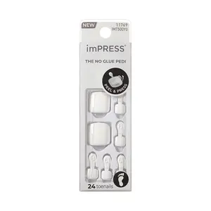 KISS imPRESS No Glue Pedi - French Tip Press-On Toenails 30pcs