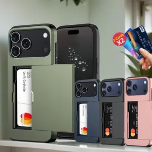 Suitable for iPhone 17 Pro Max/ 17 Pro/ Air/ 17 Case with Card Holder Dual Layer Heavy Duty Durable Protective Cover Hidden Card Slot Wallet Case for iPhone 17 Pro Max Air 17Pro Max Capa Coque