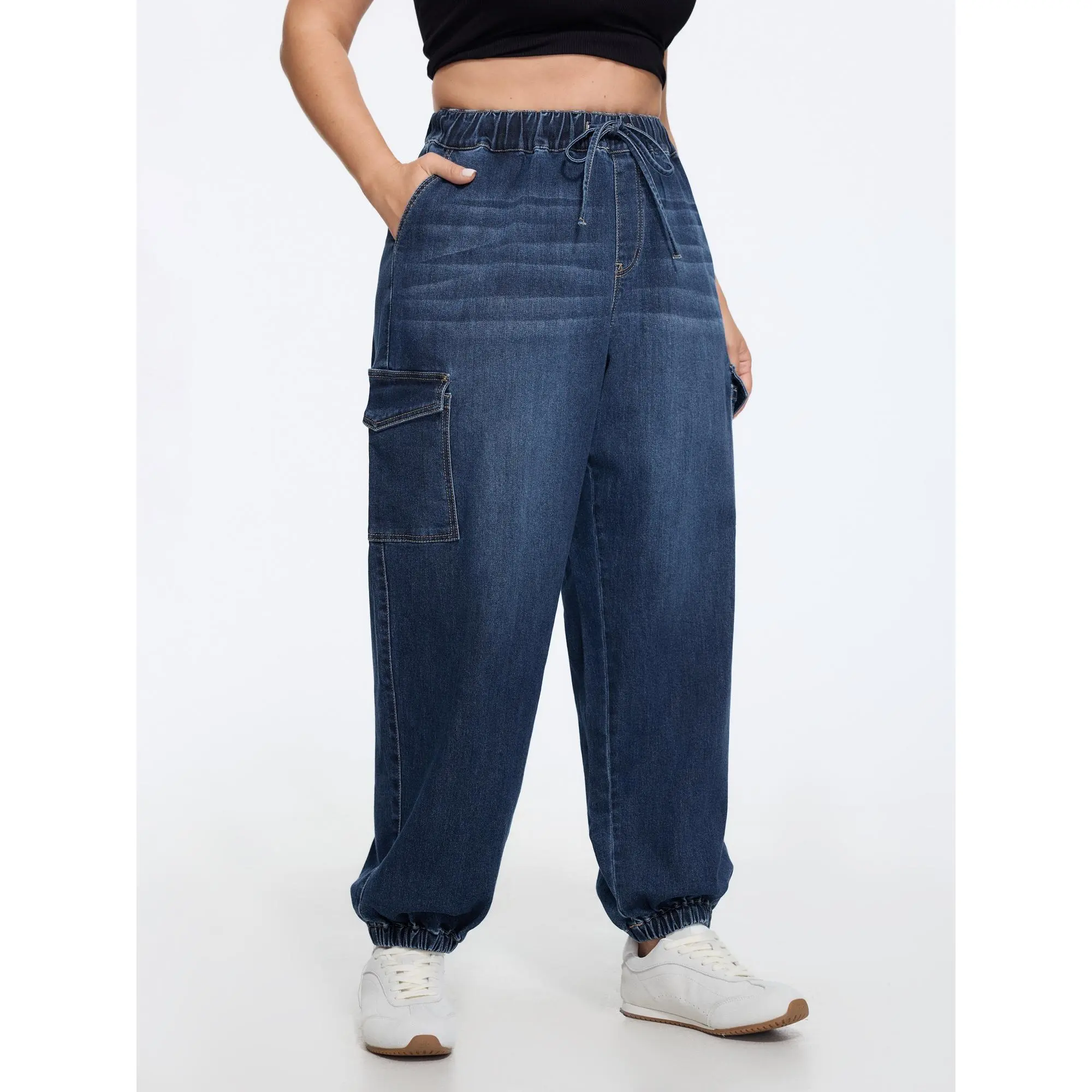 BLOOMCHIC Plus Size Stretchy Elastic Waist Cargo Pocket Jogger Jeans[M-6X] 2026 Summerfinds