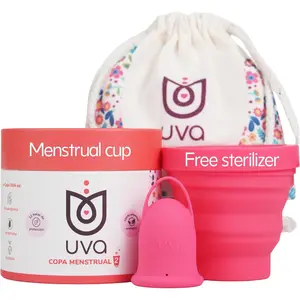 UVA Reusable Menstrual Cup Kit with Sterilizer - Size A for Moderate Flow - 10-Year Durable & Leak-Proof Silicone - Menstrual Cup Medium Sized, Sterilizer & Traveling Bag Period Cup Set