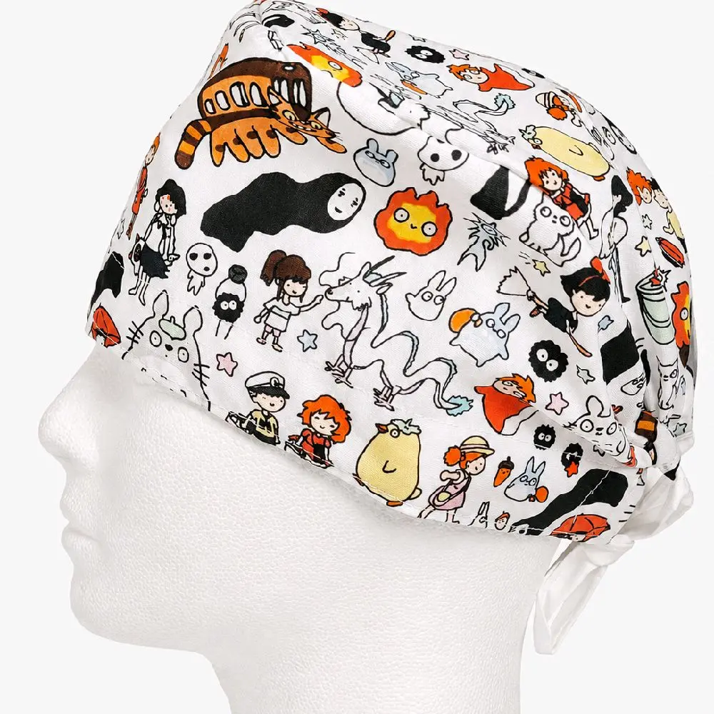 Japanese Anime Classic Style Scrub Cap, Handmade 100% Cotton High-Quality 1-Size Medical Surgical Hat