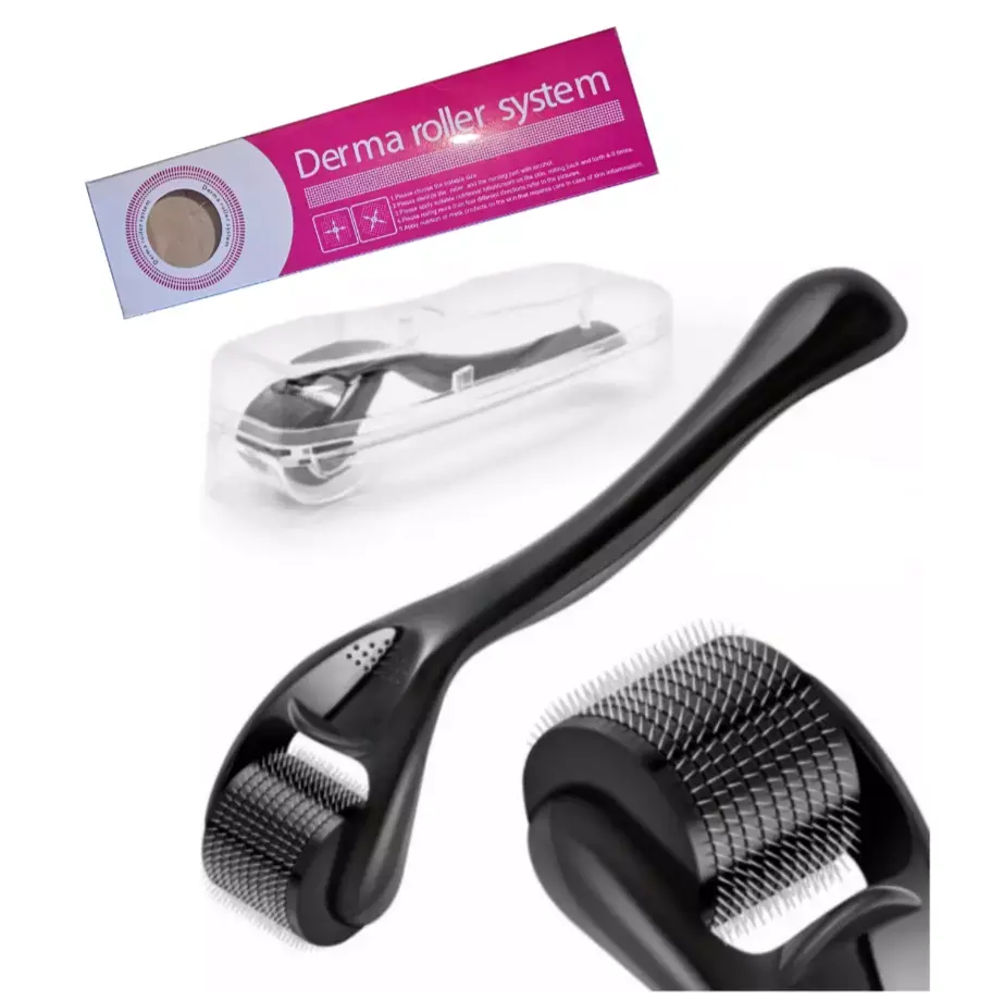 Titanium Derma Roller 0.5mm - Pro Skincare Kit for Men & Women, Includes Derma Stamp & Ice Roller for Facial Microneedling