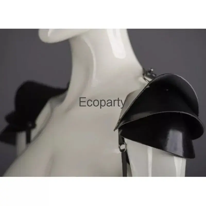 Adult Medieval Gothic Shoulder Armor Warrior Knight Cosplay Costume Accessory Black Pu Leather Harness Armour Cape Larp Costumes Menswear Clothes