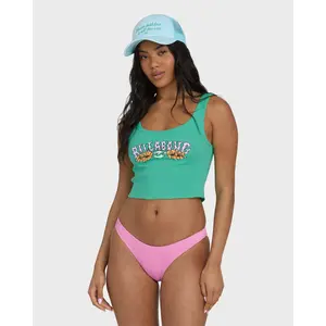 BILLABONG Women's Hibiscus Minds Tank Top, Graphic 100% Cotton Soft Breathable Wide Cut Sleeveless Beach Casual Wear