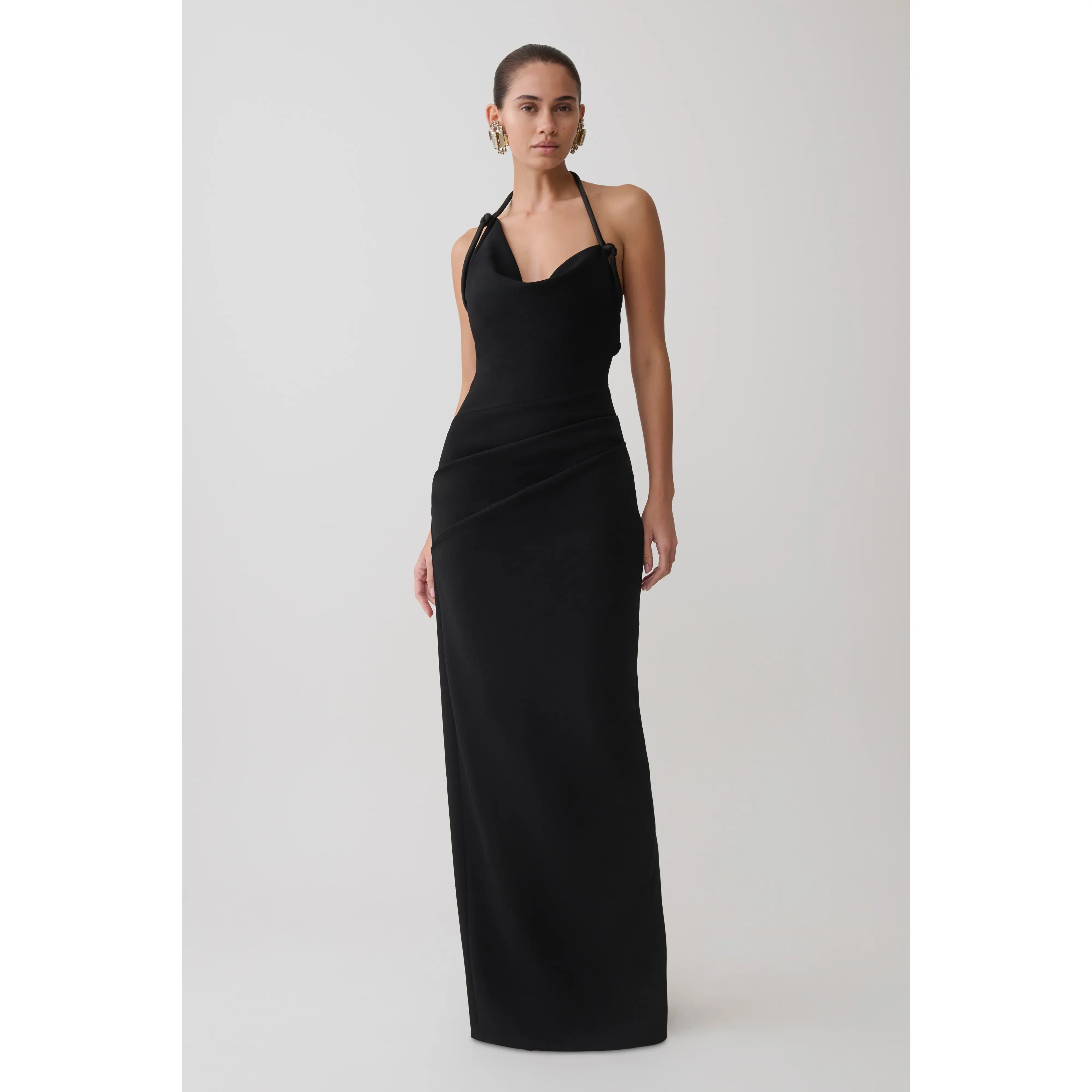 Gracie Halter Maxi Dress - Black