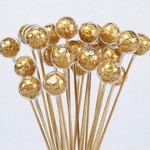 50/100 Piece DIY Candy Chocolate Flower Stand Set, Includes 100 Transparent Balls and 100 Bamboo Sticks, Perfect for Anniversary Parties Decor