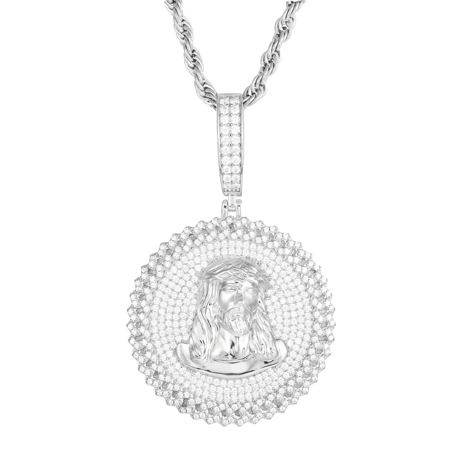 【#P524】UCCIYO S925 Sterling Silver Synthetic Moissanite Pendant Necklace for Women Men Hip Hop Jewelry Gift